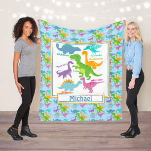 Kinder Niedliche Dinosaurier und Namen blau Fleecedecke