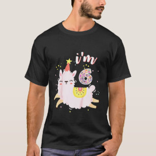 Kinder Niedliche Geburtstag Llama Im 6-jährigen Mä T-Shirt
