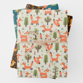 Kinder Niedliche glückliche Füchse spielen in Fore Geschenkpapier Set (Beispiel)