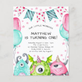 Kinder Niedliche Monster Geburtstagsparty Einladun (Vorderseite)