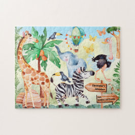 Kinder Niedliche Safari Tiere Personalisiert Puzzle