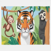 Kinder Niedliche Tiere Jungle Tiger Affenvogel Fleecedecke (Vorderseite (Horizontal))
