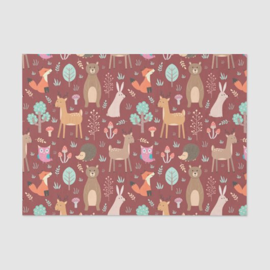 Kinder Niedliche Tiere Rotwild Bärenforelle Seidenpapier (Vorderseite)