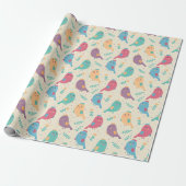 Kinder Niedliche Vögel mit Tulpen Geschenkpapier (Ungerollt)