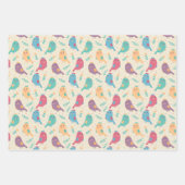 Kinder Niedliche Vögel mit Tulpen Geschenkpapier Set (Vorderseite)