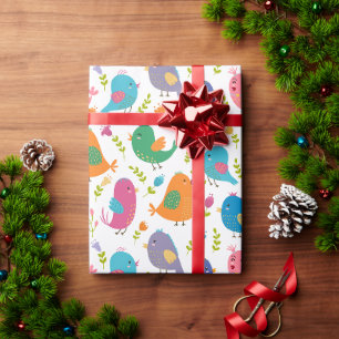 Kinder Niedliche Vögel Tweetend Geschenkpapier