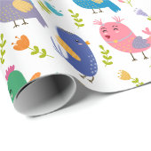 Kinder Niedliche Vögel Tweetend Geschenkpapier (Rolleneckpunkt)