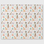Kinder Niedliche Waldtiere Porcupine Deer Brown Be Geschenkpapier (Flach)