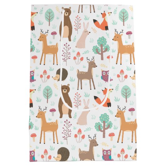 Kinder Niedliche Waldtiere Porcupine Deer Brown Be Mittlere Geschenktüte (Rückseite)