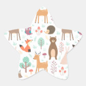 Kinder Niedliche Waldtiere Porcupine Deer Brown Be Stern-Aufkleber (Vorderseite)