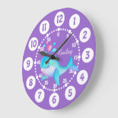 Kinder niedliche Walspurkunst lila Wassertaktkunst Große Wanduhr (Winkel)