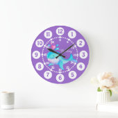 Kinder niedliche Walspurkunst lila Wassertaktkunst Große Wanduhr (Zuhause)