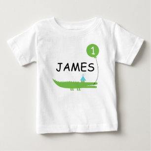 Kinder Niedlicher Alligator und Ballon 1. Geburtst Baby T-shirt