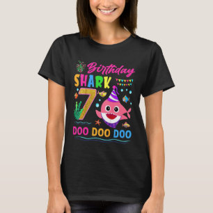 Kinder Niedlicher Hai 7. Geburtstag Junge Mädchen T-Shirt