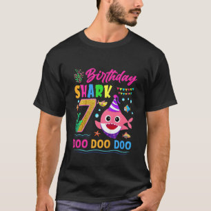 Kinder Niedlicher Hai 7. Geburtstag Junge Mädchen  T-Shirt