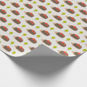 Kinder Niedlicher Igel, der Äpfel trägt und lächel Geschenkpapier (Ecke)