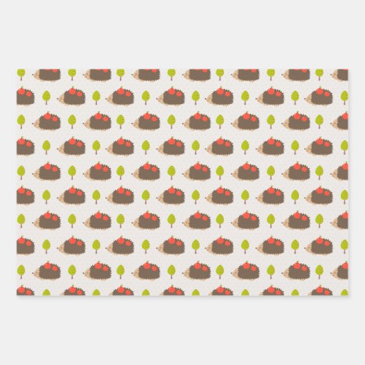 Kinder Niedlicher Igel, der Äpfel trägt und lächel Geschenkpapier Set (Vorderseite 2)