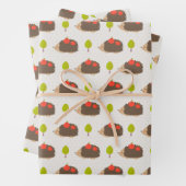 Kinder Niedlicher Igel, der Äpfel trägt und lächel Geschenkpapier Set (Beispiel)