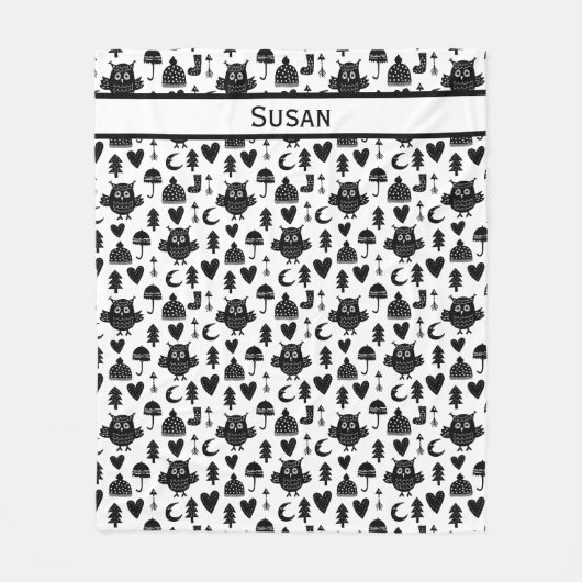 Kinder Niedlicher Owl Moon Herz Umbrella Winter Ha Fleecedecke (Vorderseite)