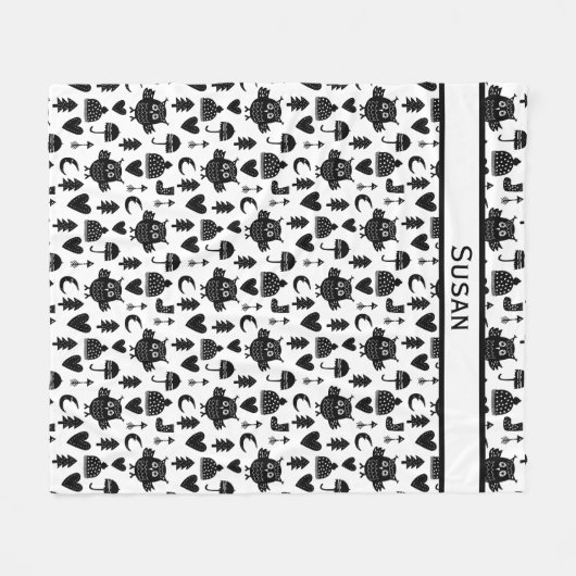 Kinder Niedlicher Owl Moon Herz Umbrella Winter Ha Fleecedecke (Vorderseite (Horizontal))