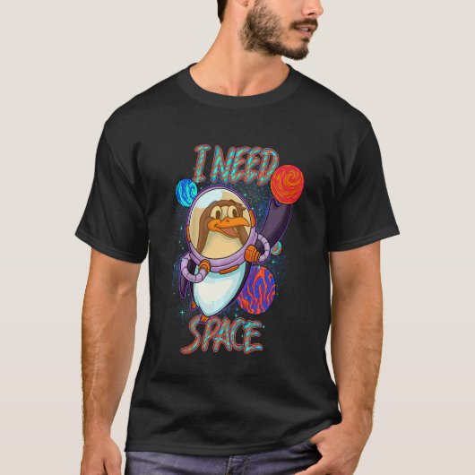 Kinder Niedlicher Pinguin Astronaut I Need Space S T-Shirt (Vorderseite)