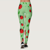 Kinder Niedlicher roter Ladybug und grün verlassen Leggings (Rückseite)