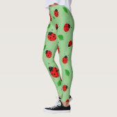 Kinder Niedlicher roter Ladybug und grün verlassen Leggings (Links)