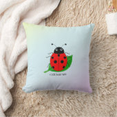 Kinder Niedlicher roter Ladybug und grünes Blatt a Kissen (Decke)