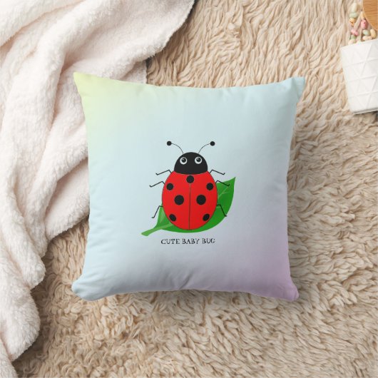 Kinder Niedlicher roter Ladybug und grünes Blatt a Kissen (Decke)