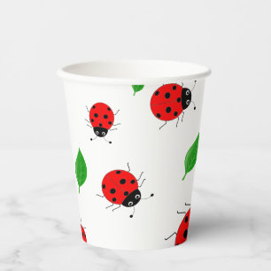 Kinder Niedlicher roter Ladybug und grünes verlass Pappbecher