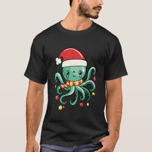 Kinder Niedlicher Tintenfisch Santa Xmas Octopus P T-Shirt