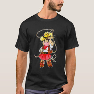 Kinder Niedlicher Western Kuh Mädchen T-Shirt Cool