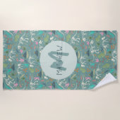 Kinder Niedliches Dinosaurier Fossil Muster & Mono Strandtuch (Vorderseite)