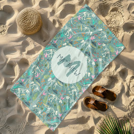 Kinder Niedliches Dinosaurier Fossil Muster & Mono Strandtuch