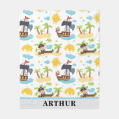 Kinder Niedliches Personalisiertes Piratenschiff M Fleecedecke (Vorderseite)