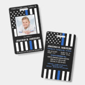 Kinder-Notrufnummer Polizei Blaue Flagge Foto Kind Ausweis (Vorder- & Rückseite)