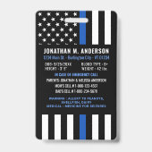 Kinder-Notrufnummer Polizei Blaue Flagge Foto Kind Ausweis (Rückseite)