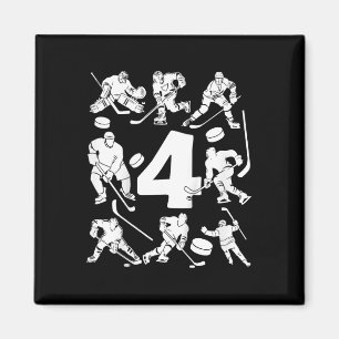 Kinder Nummer 4 Jahre Eishockey 4. Geburtstag Magnet