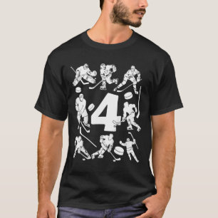 Kinder Nummer 4 Jahre Eishockey 4. Geburtstag T-Shirt