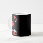 Kinder nur ein Junge, der Lieben Äpfel gibt lustig Kaffeetasse (Vorderseite Links)