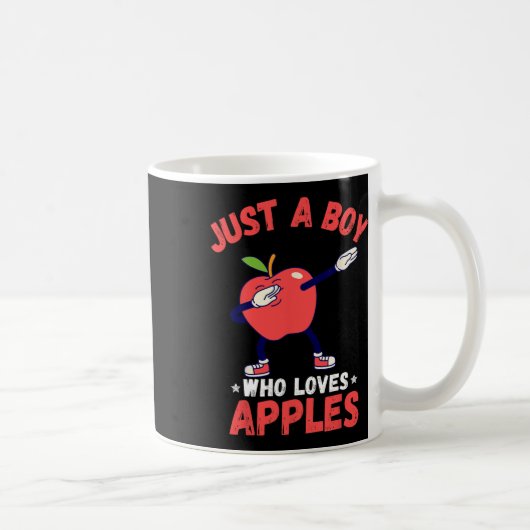 Kinder nur ein Junge, der Lieben Äpfel gibt lustig Kaffeetasse (Rechts)