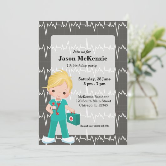 Kinder Nurse Einladung (Stehend Vorderseite)