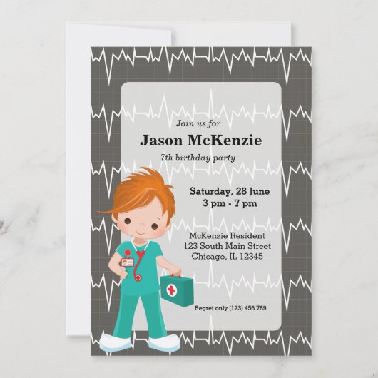 Kinder Nurse Einladung (Vorderseite)