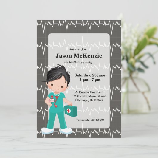 Kinder Nurse Einladung (Stehend Vorderseite)