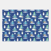 Kinder Octopus Winter Sport Funny Animal Wrapping Geschenkpapier Set (Vorderseite)