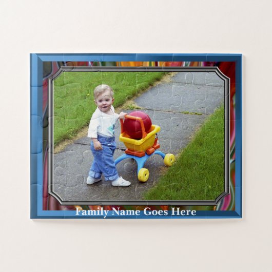 Kinder- oder Familienfoto mit Namen Puzzle (Horizontal)