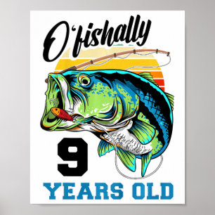 Kinder O'fishalle 9 Jahre alt 9. Geburtstag Fische Poster