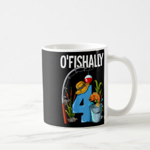 Kinder O'fishally 4 Jahre alt 4. Geburtstag Angeln Kaffeetasse