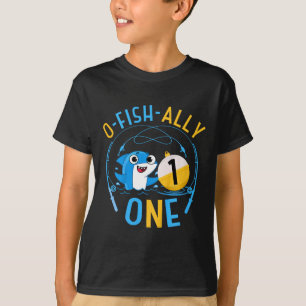 Kinder Ofishally Eins 1. Geburtstag Angeln Thema O T-Shirt