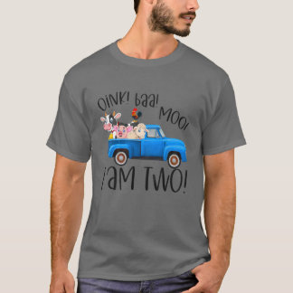 Kinder Oink Baa Moo I Bin zwei Landtiere Blue Truc T-Shirt